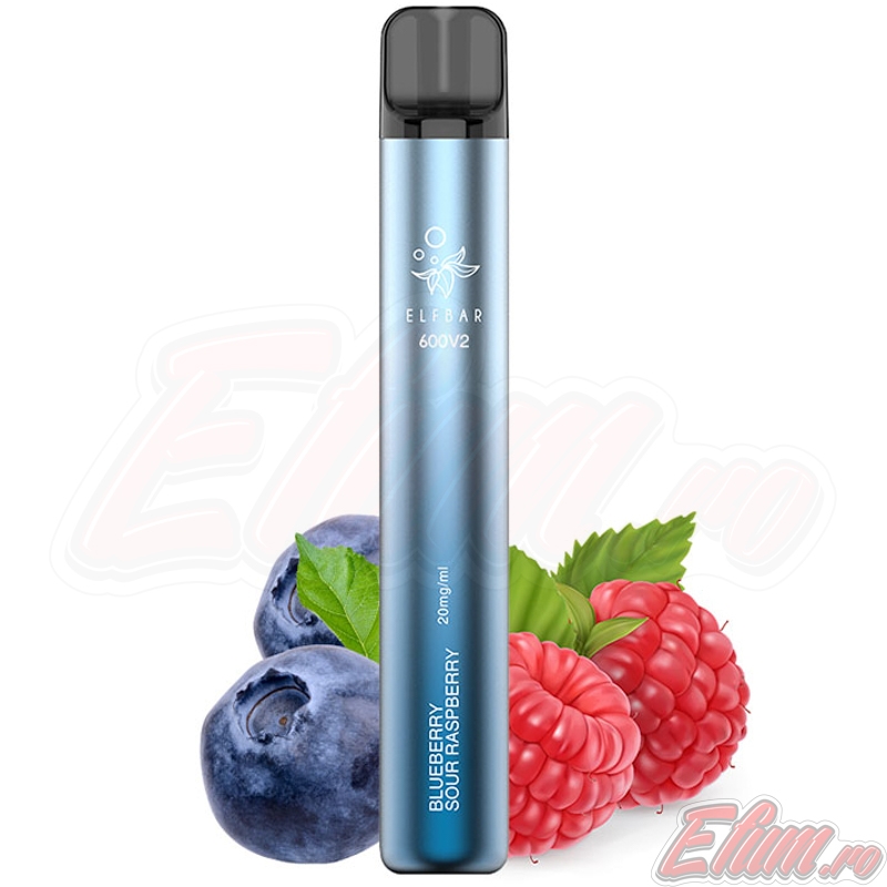 Tigara Blueberry Sour Raspberry Elf Bar v2 600 Vape Pen 20mg